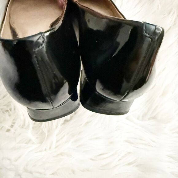 TORY BURCH | Black Patent Leather Gigi Block Heel Pumps Shoes Gold Logo | 8.5 - Picture 4 of 7